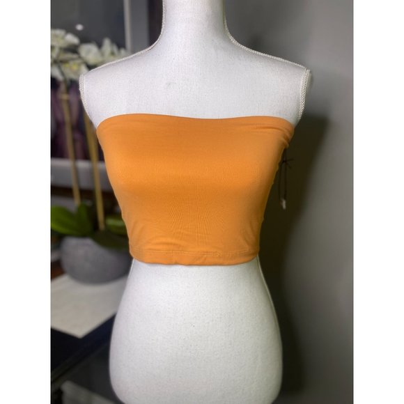 Susana Monaco Tango Orange Strapless Crop Tube Top Women's Size Small S - Picture 5 of 11
